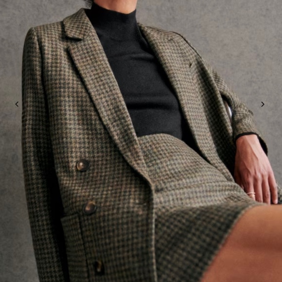 Sezane Michele Jacket Khaki Houndstooth Size US 8 NWOT - Picture 3 of 11